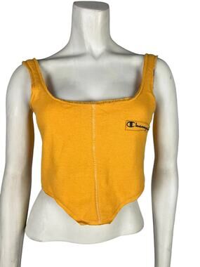 Undone Upcycled Champion corset tank top Shirt Streetwear OOAK Xs S Upcycled